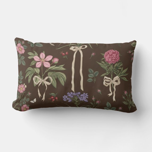 Decorative botanical Floral Bow Throw Pillow (Front)
