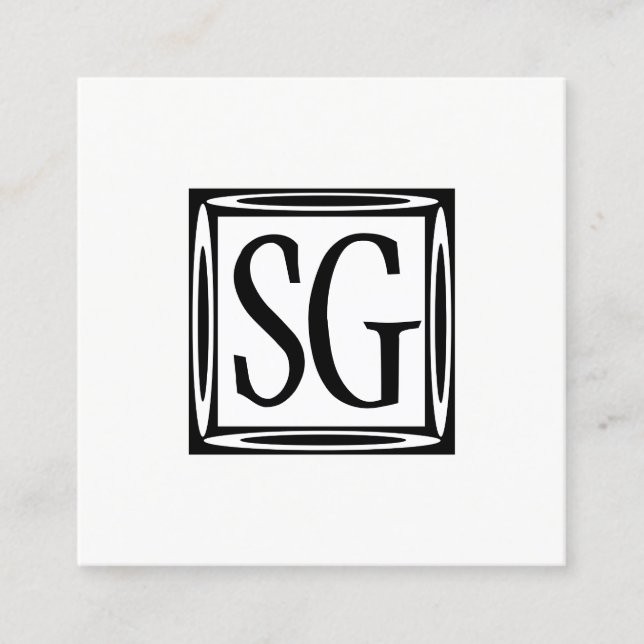 Decorative Box - Initials - Square Business Card (Front)