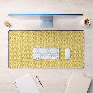 Decorative brown ornamental damask pattern desk mat