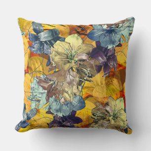Decorative brush with floral painting. throw pillow