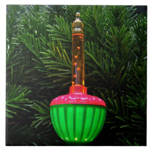 Decorative Bubble Light Holiday Photo Tile & Box