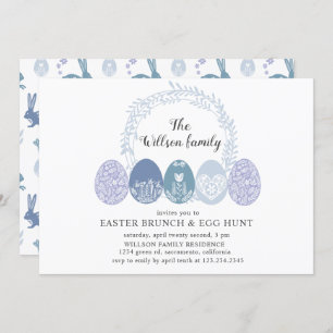 Decorative Bunny and Easter Eggs Brunch Invitation