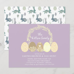 Decorative Bunny and Easter Eggs Brunch Invitation
