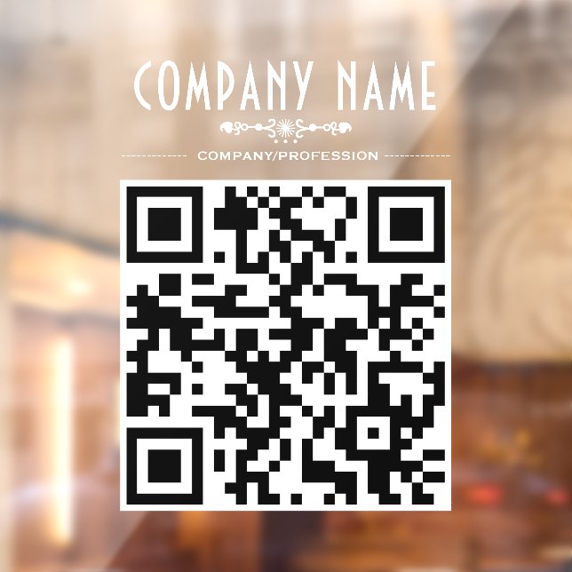 Decorative Business Name and QR Code Window Cling (Sheet 2)