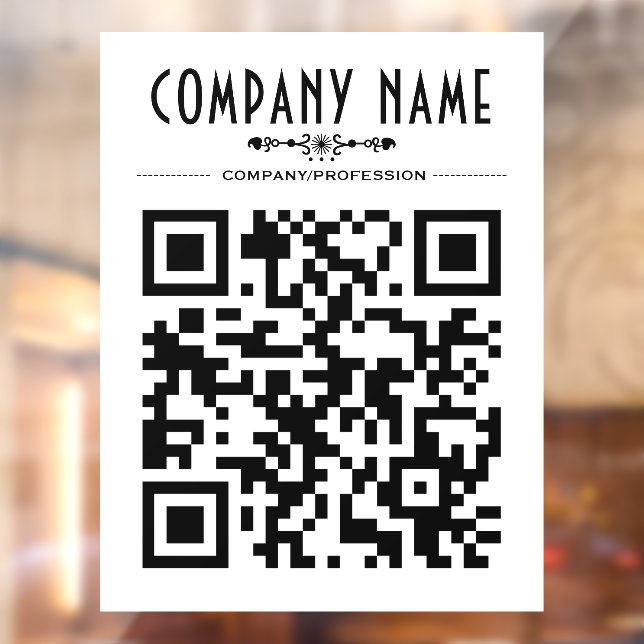 Decorative Business Name and QR Code Window Cling (Sheet 2)