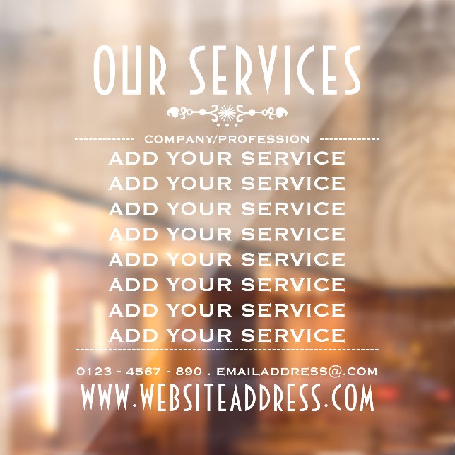 Decorative Business Services and Information Window Cling (Sheet 2)