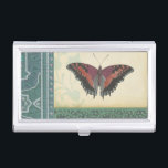 Decorative Butterfly Brocade by Vision Studio Business Card Holder<br><div class="desc">This decorative brocade design by Vision Studio features butterflies with floral prints in separate blocks. The tan background of the block featuring the butterflies contrasts nicely with their dark colouring. Order your copy now!</div>