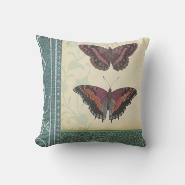 Decorative Butterfly Brocade by Vision Studio Throw Pillow (Front)