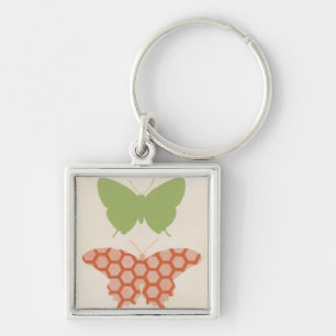 Decorative Butterfly Patterns on Cream Background Keychain