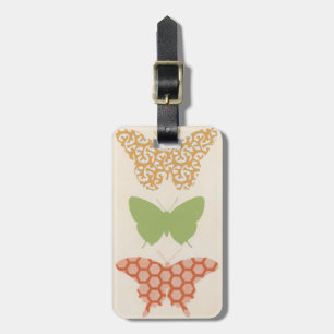 Decorative Butterfly Patterns on Cream Background Luggage Tag