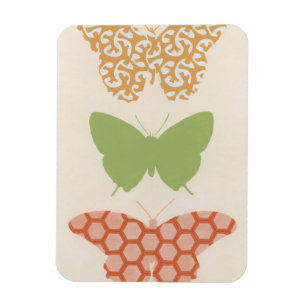Decorative Butterfly Patterns on Cream Background Magnet
