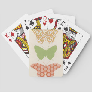 Decorative Butterfly Patterns on Cream Background Playing Cards