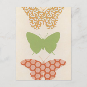 Decorative Butterfly Patterns on Cream Background Postcard