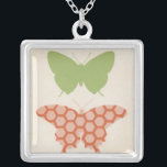 Decorative Butterfly Patterns on Cream Background Silver Plated Necklace<br><div class="desc">The cream background of this June Erica Vess piece allows the colours of the butterfly patterns to leap off the print. If you love modern art,  or just love butterflies,  this is the piece for you!</div>