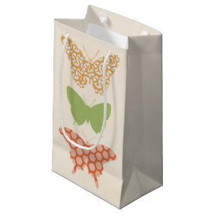 Decorative Butterfly Patterns on Cream Background Small Gift Bag