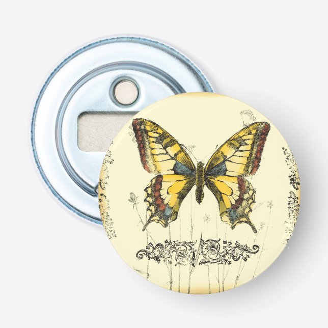 Decorative Butterfly with Wildflowers Bottle Opener (Front)