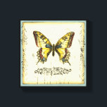 Decorative Butterfly with Wildflowers Canvas Print<br><div class="desc">A brightly coloured,  decorative butterfly is the subject of this piece by Jennifer Goldberger. Wildflowers are drawn on the sides and underneath the huge butterfly. A lovely pastel border completes the scene. Order your print today!</div>