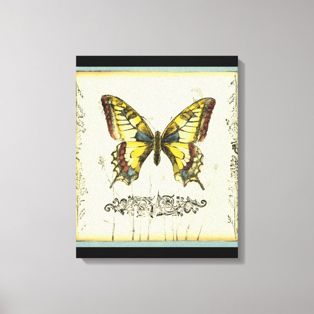 Decorative Butterfly with Wildflowers Canvas Print (Front)