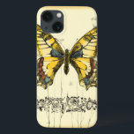 Decorative Butterfly with Wildflowers iPhone 13 Case<br><div class="desc">A brightly coloured,  decorative butterfly is the subject of this piece by Jennifer Goldberger. Wildflowers are drawn on the sides and underneath the huge butterfly. A lovely pastel border completes the scene. Order your print today!</div>