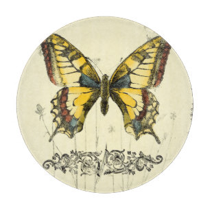 Decorative Butterfly with Wildflowers Cutting Board
