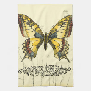 Decorative Butterfly with Wildflowers Kitchen Towel