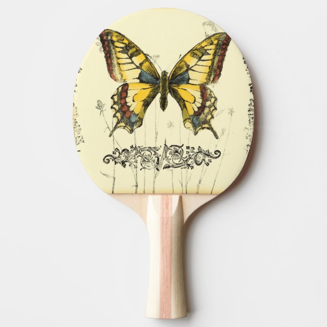 Decorative Butterfly with Wildflowers Ping Pong Paddle (Front)