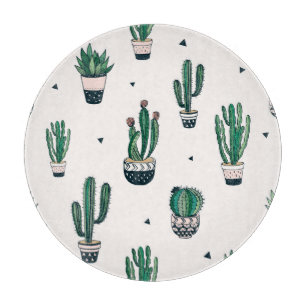 Decorative Cacti Succulents Seamless Pattern Cutting Board