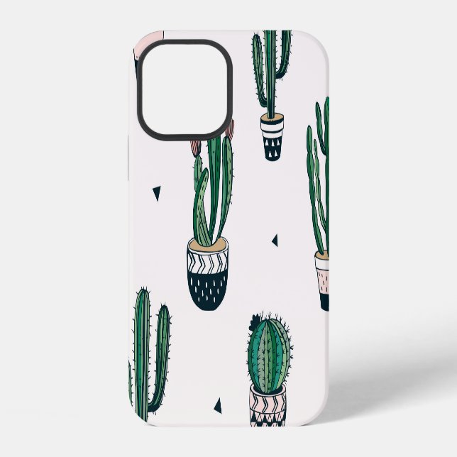 Decorative Cacti Succulents Seamless Pattern iPhone Case (Back)