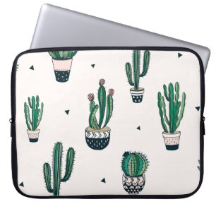 Decorative Cacti Succulents Seamless Pattern Laptop Sleeve