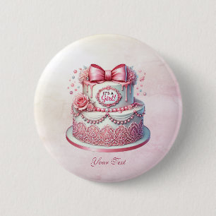 Decorative Cake Pink Bow Button