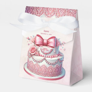 Decorative Cake Pink Bow Favour Box