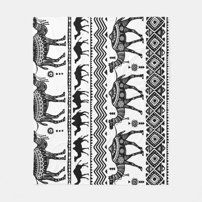 Decorative Camels Seamless Pattern Design Fleece Blanket (Front)