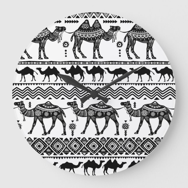 Decorative Camels Seamless Pattern Design Large Clock (Front)