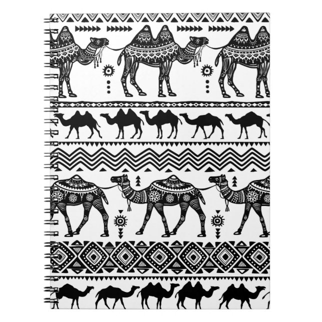Decorative Camels Seamless Pattern Design Notebook (Front)