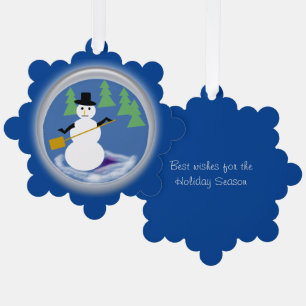 Décorative Carte d'ornement - Bonhomme de neige travaillant s