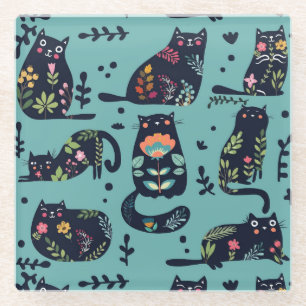 Decorative Cats Glass Coaster