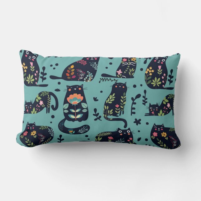 Decorative Cats Lumbar Pillow (Front)