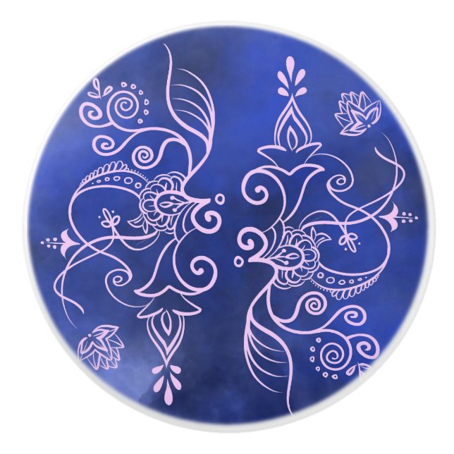 Decorative Ceramic pull blue/purple  (Front)
