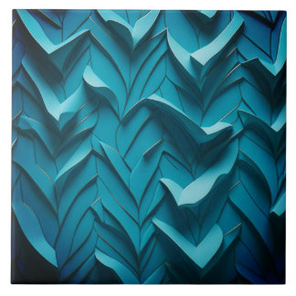 Decorative Ceramic Tile " Turquoise Waves X"