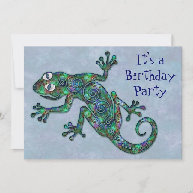 Decorative Chameleon Birthday Party Invitation (Front)