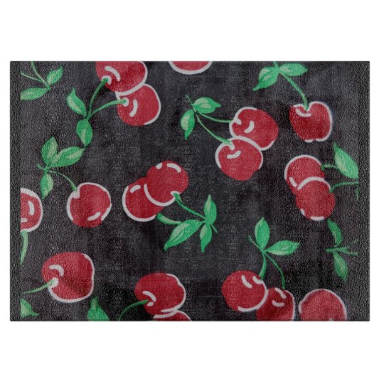 Decorative Cherry Glass Cutting Board