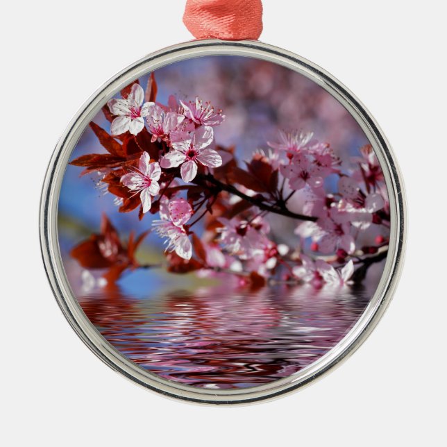 Decorative cherry tree blossoms metal ornament (Front)