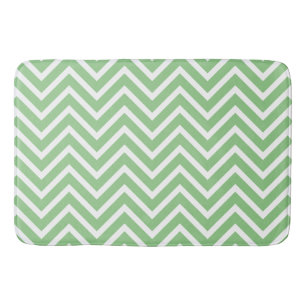Decorative Chevron Pattern Sage And White Bath Mat