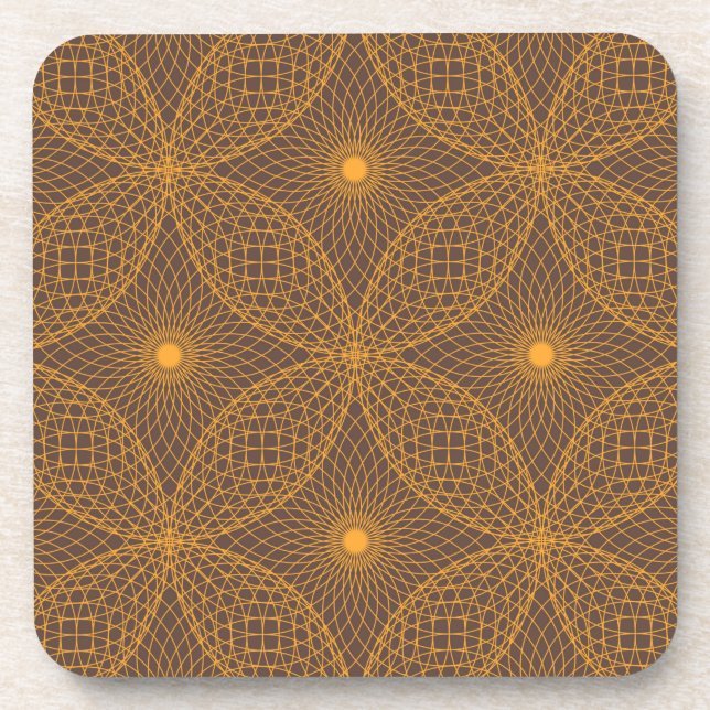 Decorative, chic, abstract mandala style pattern coaster (Front)