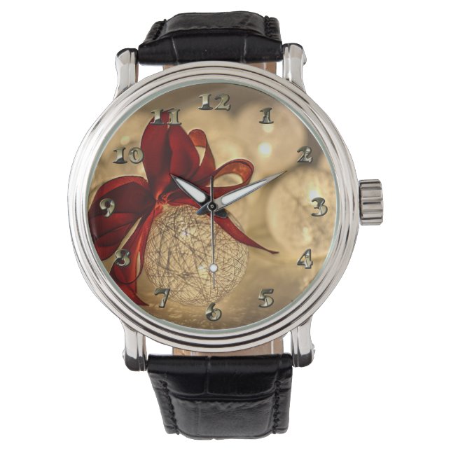 Decorative Christmas Ball and Bow Watch (Front)