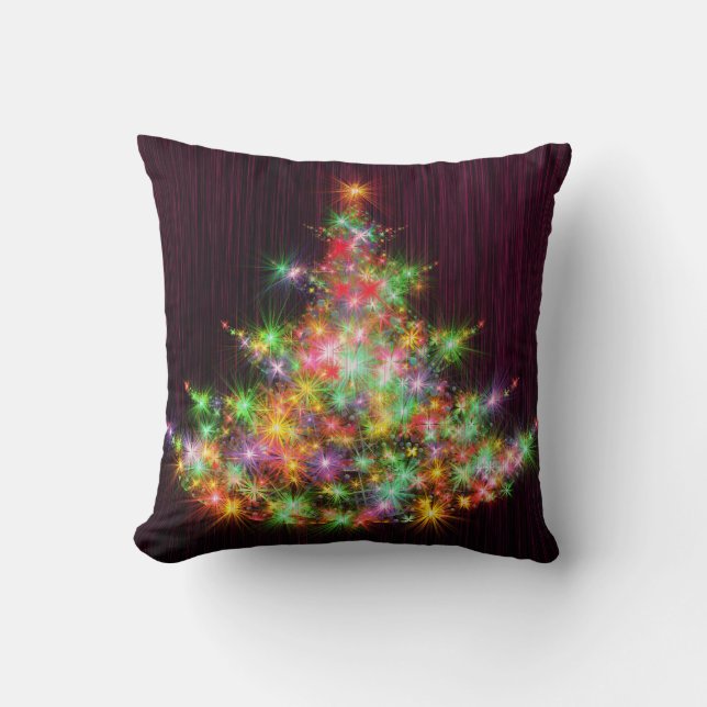 Decorative Christmas Gold Glitter Tree Black Throw Pillow (Front)