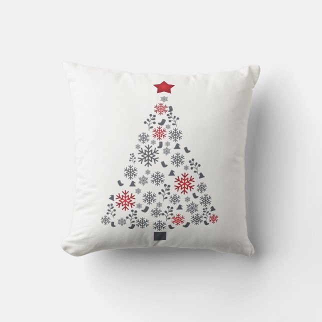Decorative Christmas Gold Glitter Tree Black Throw Pillow (Front)