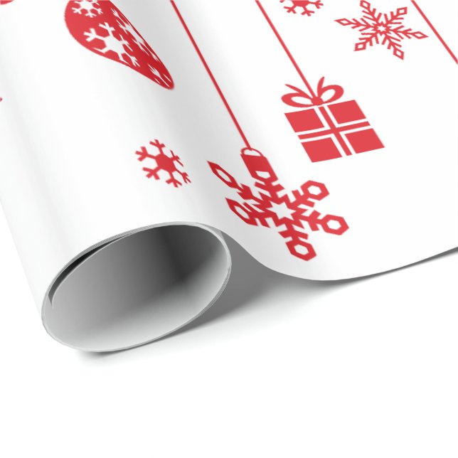 Decorative Christmas Ornament Reindeer Snowflake Wrapping Paper (Roll Corner)