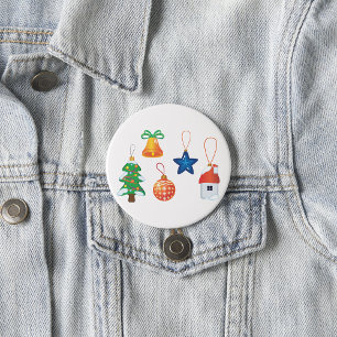 Decorative Christmas Ornaments 3 Inch Round Button