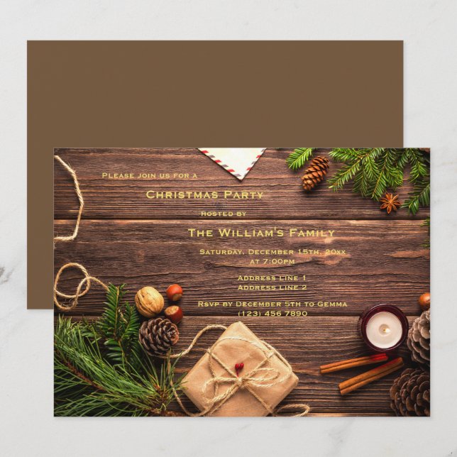 Decorative Christmas Party Invitation (Front/Back)